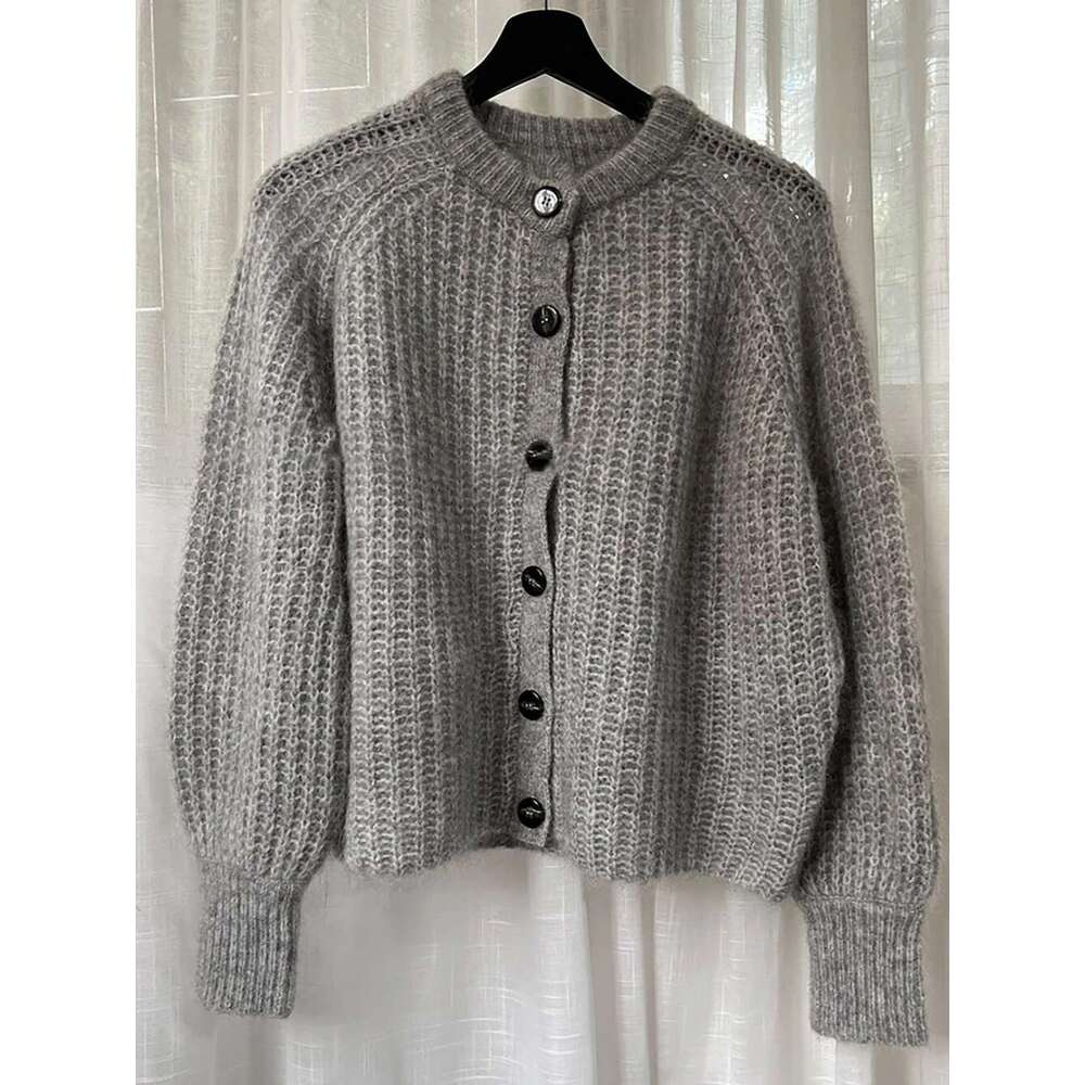 Solid Color Chunky Jacquard Knit Cardigan O-Neck Long Sleeve Button Female Sweater Casual Cozy Ladies Tops 2025