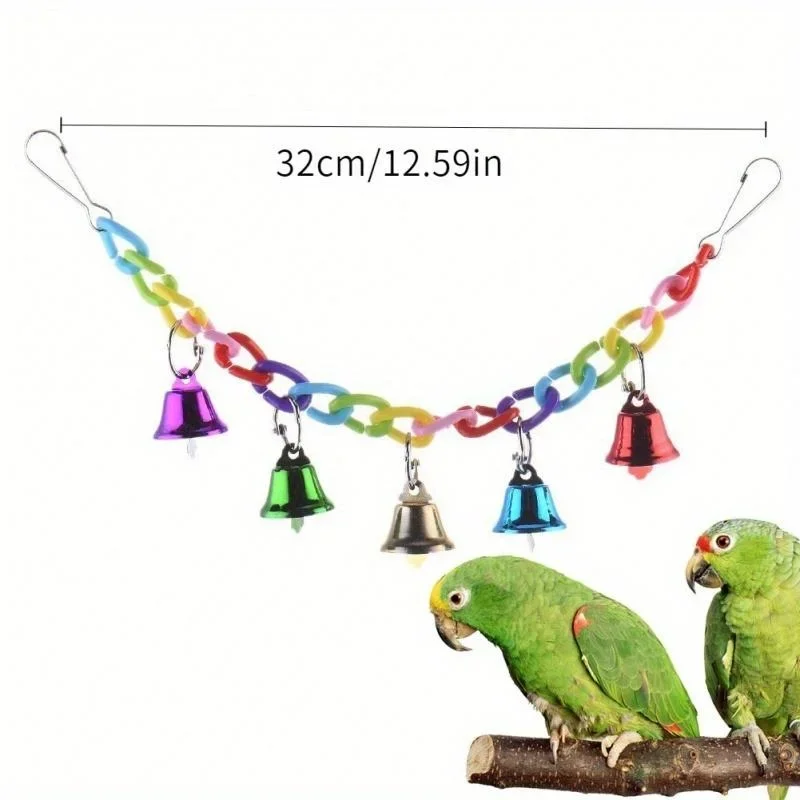 Parrot Toys Bird Suspension Bridge Bird Cage Swing Toy With Bell Pet Supplies Random Color