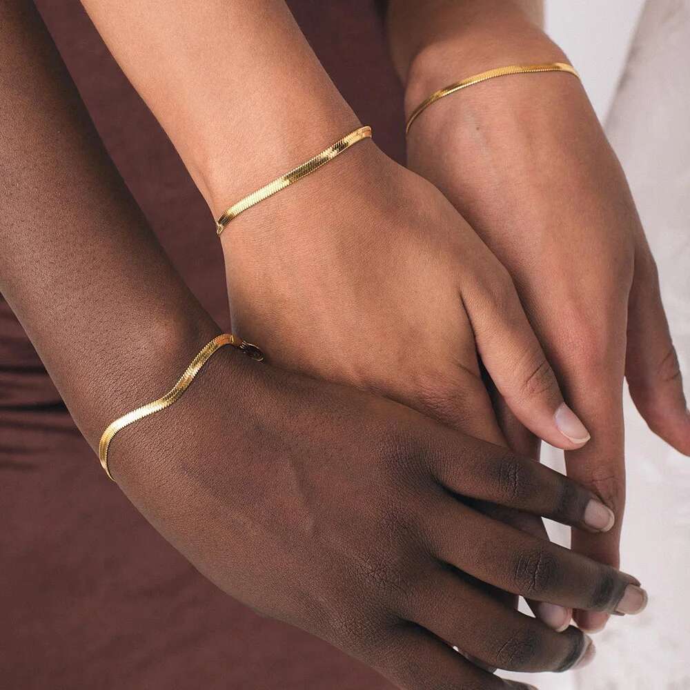 eManco Trend Classic Snake Gold Color Width 2/3/4/5MM Stainless Steel Chain Bracelet For Women Jewelry Gift