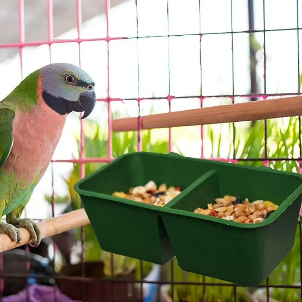 Parrot Feeder Bowl Plastic Water Hanging Bowl Parakeet Feeder Box Pet Cage Food Container Dispenser Feeding Supplies Accessories