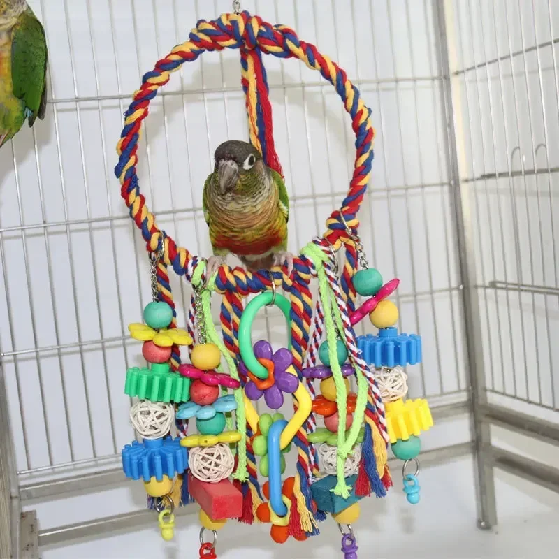 Bird Toys, Bird Supplies, Hanging Rings, Swings, Wooden Plastic Cotton Ropes, Parrot Bite Toys Parrot Toys Bird Accessories