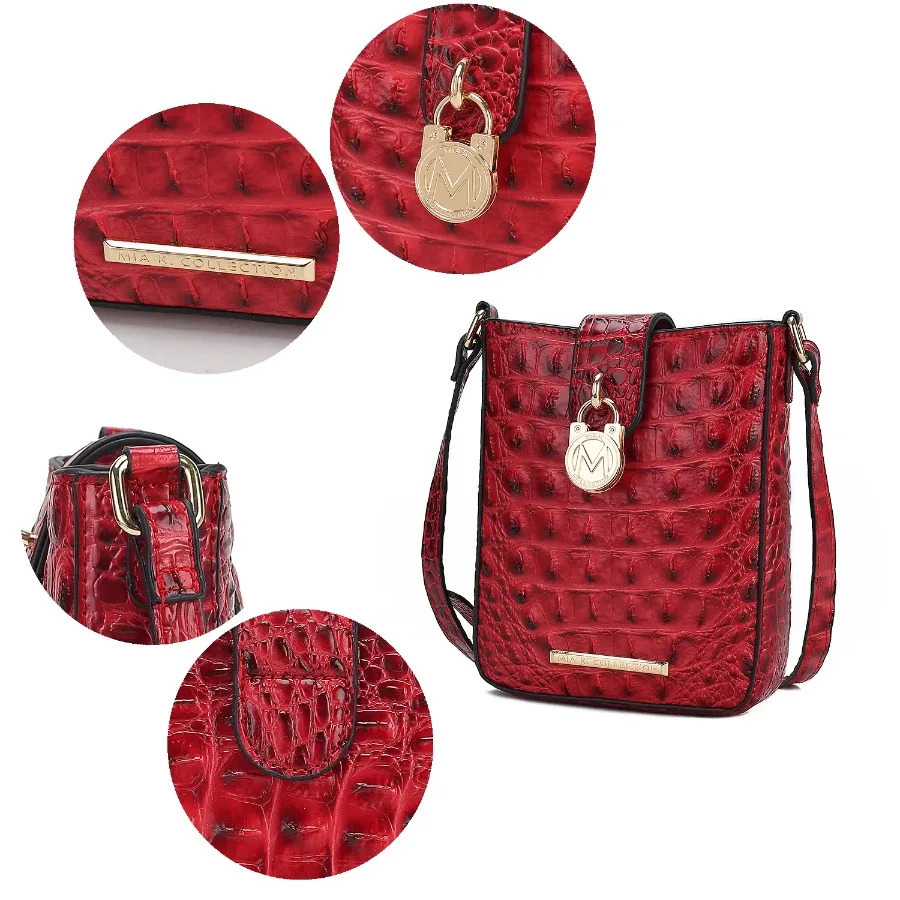 Ship from US MKF series Avery artificial embossed vegan leather womens cross body bag 250303FBB