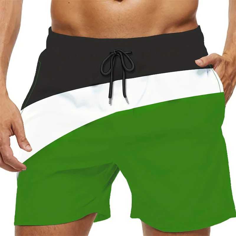 3D Trendy Color Block Y2k Graphic Shorts Men Women Hawaii Swim Trunks Quick Dry Beach Shorts Pants Kid Street Outdoor SportwearT250304