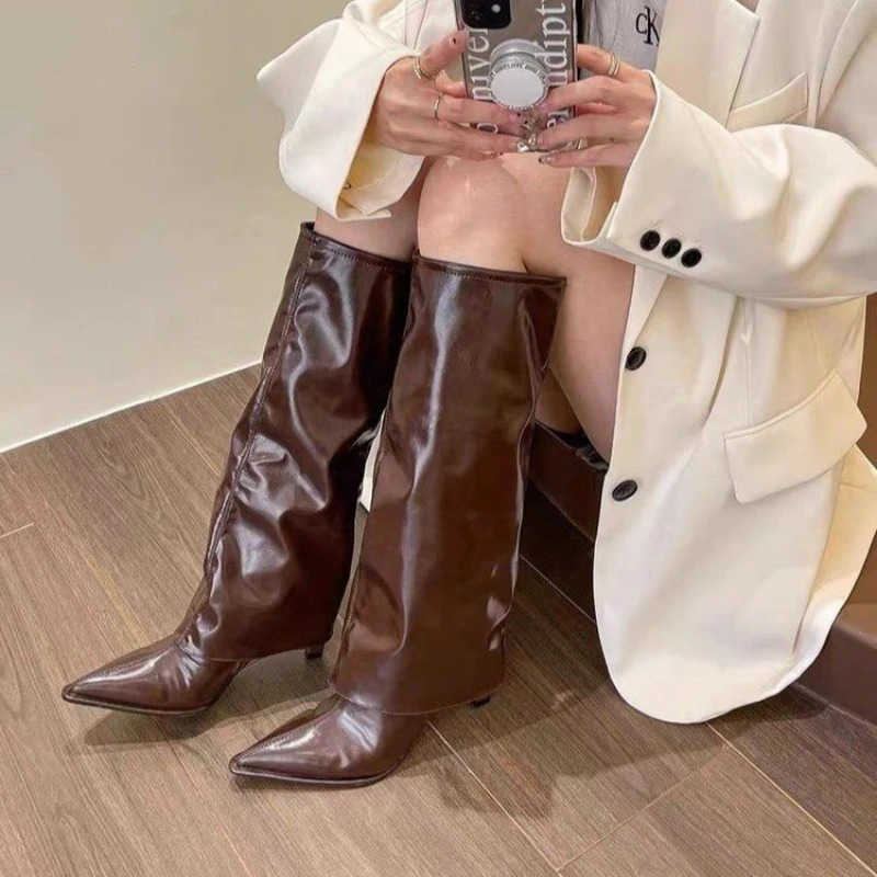Pointed High H Wen Long Boots Knee Length Thick H Plush Insation Cfortable Lining Slim Fit Long Leg Knight Boots Z250304