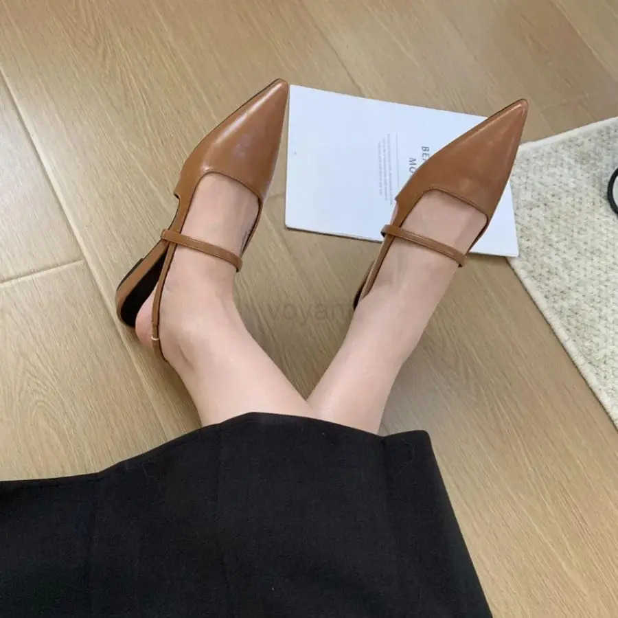 Bailamos 2024 Brand Pointed Toe Wen Sandals Fi Shallow Slip Ladies Mary Jane Shoes Flats Heel Elegant Dress Slingback Z250304