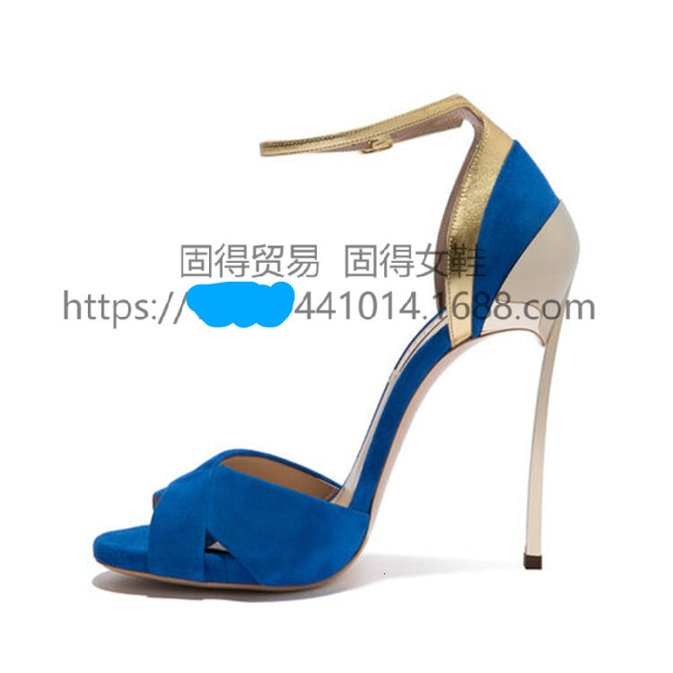Instagram Fashion Show Plated Steel Heel Open Toe One Button Women's Shoes Sandals