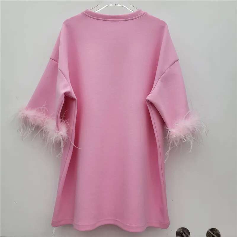 Heavy Industry Hot Dia Feather Splicing Half-Sleeve Large Edition T-Shirt Women's 2025 New Fashion Loose Short Sleeve Top