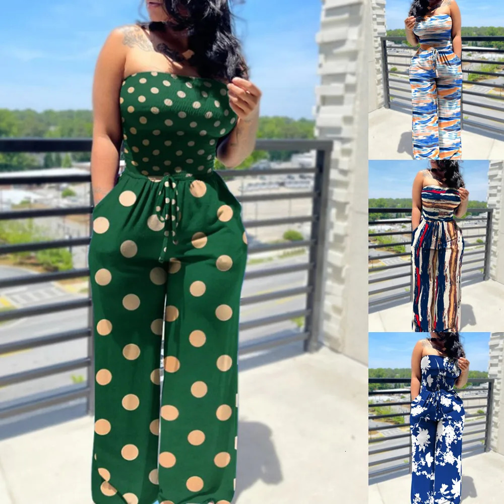 Elegant Fashion Polka Dot Printing Jumpsuits Women Spring Autumn Streetwear Casual Clothes Off Shoulder Overall Female 250303