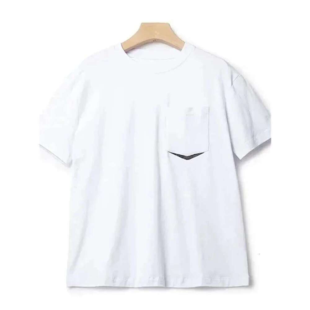 Women's T-Shirt Beaded Pocket Short Sleeve Female Fashion Versatile Tshirt Round Neck Top 2025 Summer