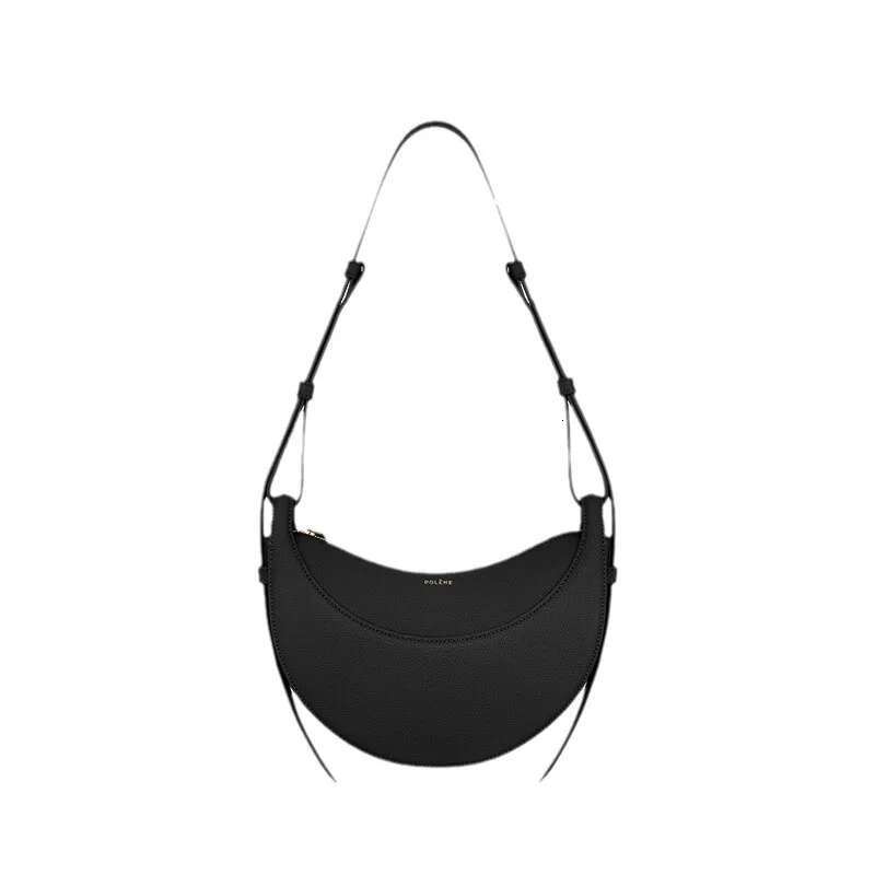 Exquisite Women's Crescent Shaped With Lychee Pattern Cowhide, Shoulder And Armpit Saddle Bag, Diagonal Cross Bag