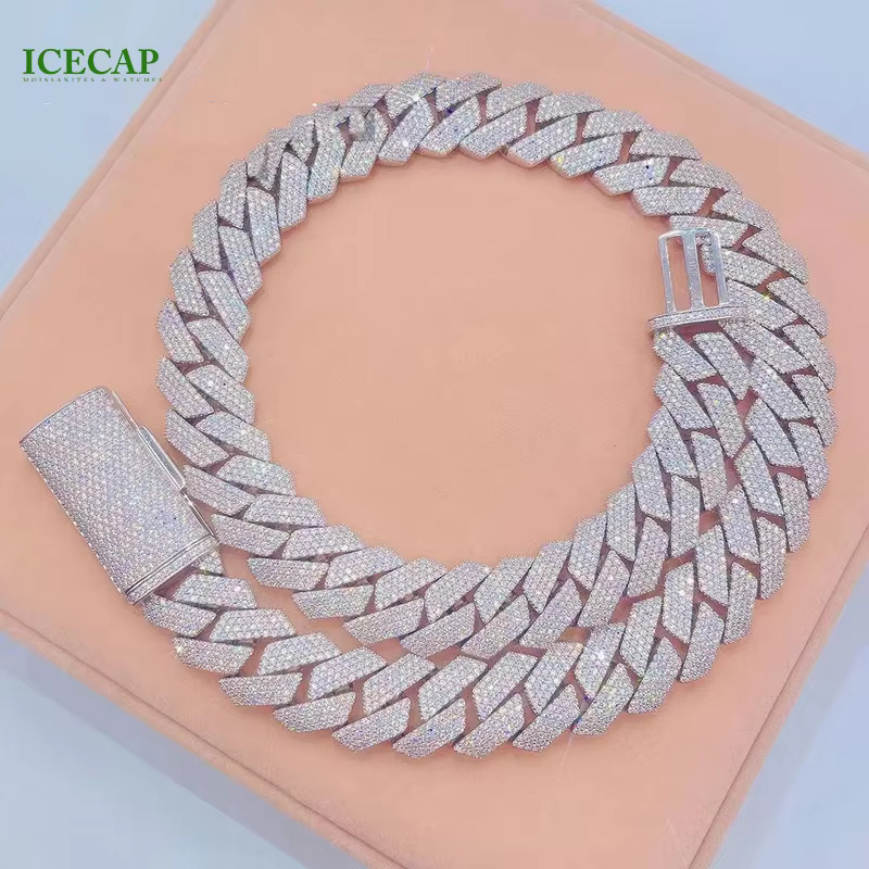 20mm Gold Plated Hip Hop Pop Moissanite Dia Necklace Cuban Chain k Free delivery