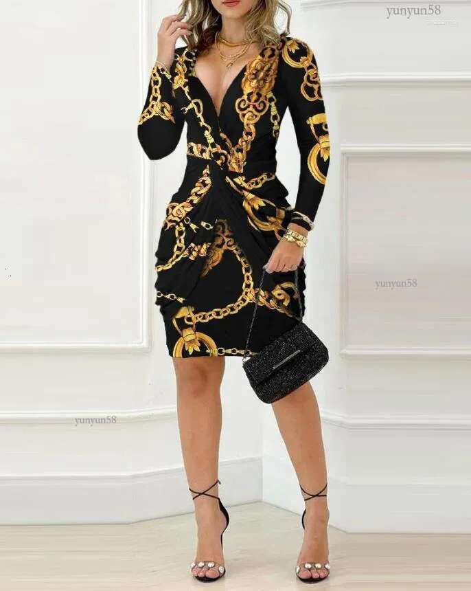 Dresses Vbpbsql Casual Women Dress Fashion Temperament Printed Long Sleeve