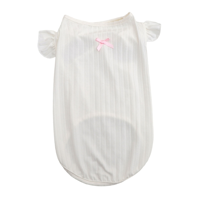 Small Dog Outfit Cats Pullover Shirt Thin Clothes Fashion Outfit for Dog Breathable Vest Dress with Bowknot for Spring
