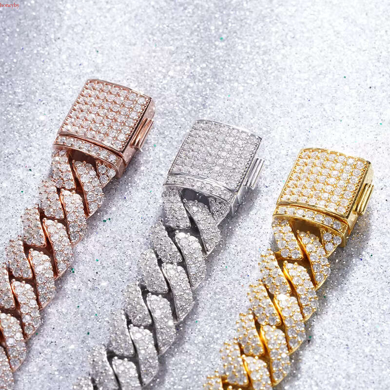 Starsgem Wholesale Price Gold Plated Ice Out Hip Hop Style Rapper Jewelry Full Setting Men Moissanite Cuban k Bracelet
