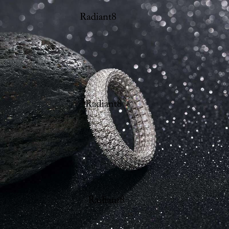 Hip Hop Real Sterg Stamp Ring Full Cubic Zircon Gold Charm Jewelry Punk Male Women Finger Rings Size 7-10 Unisex