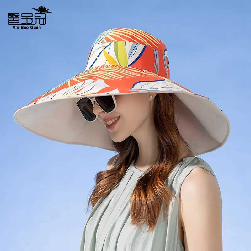 New Summer Double-sided Bucket Women Sun-protection Brim Hats Female Fashion Outdoor Sunscreen Lithe Breathable Sun Dome HatsXJ250304