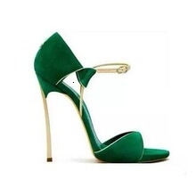 Instagram Fashion Show Plated Steel Heel Open Toe Green Single Shoe Sandals