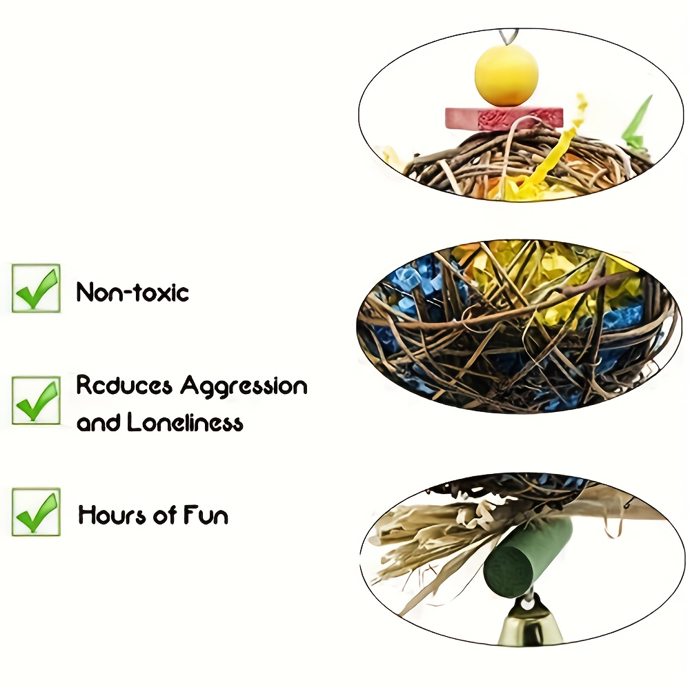 1 Pcs Rattan Ball Toys Bird Chewing Foraging Shredder Parrot Toys for Love Bird Cockatiel African Grey Hanging Toy