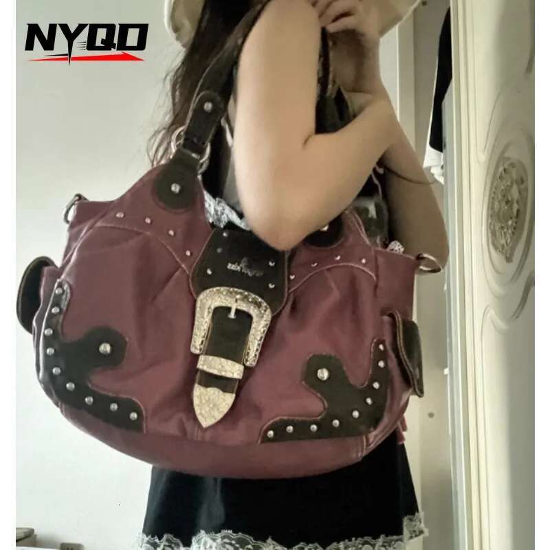 Ladies Vintage Designer Top-Handle Shoulder Fashion Y2k Gothic High Capacity Handbag Women Casual Crossbody Tote Bag Purse