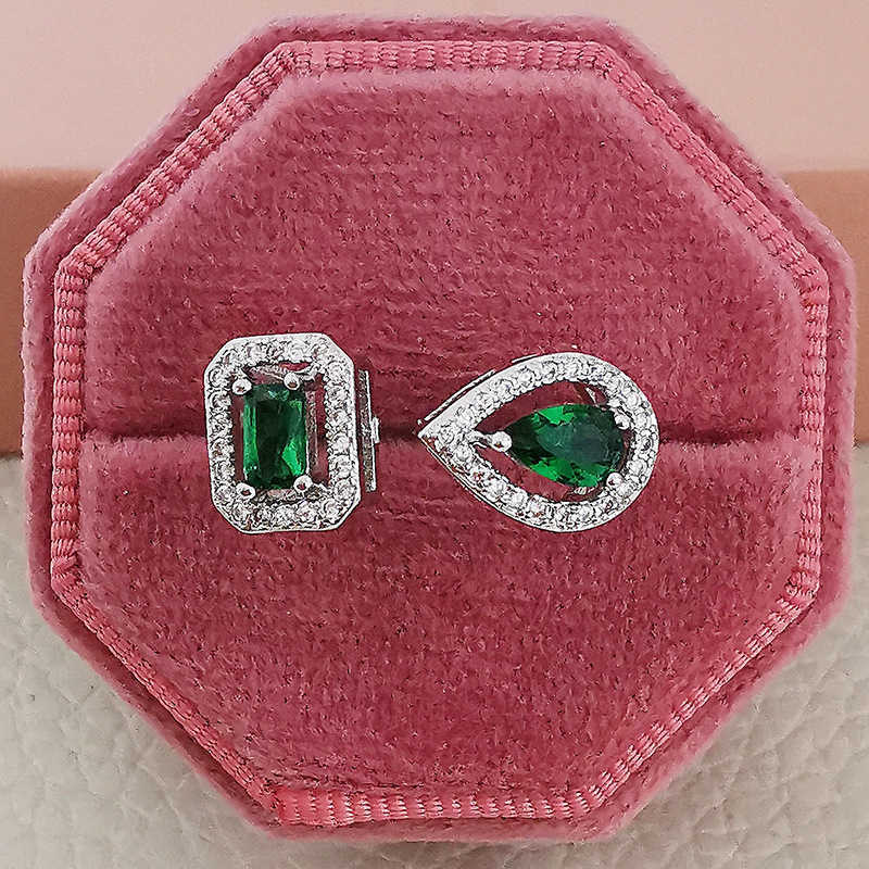 Couple Rings Adjustable fashion hot selling new multi-color square long zircon Earring Ring ring opening r5098 H25303