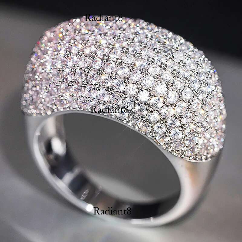 Huitan Sparkg Women Rings for Wedding Engagement Party Full Bg Crystal Cubic Zirconia Trendy New Jewelry
