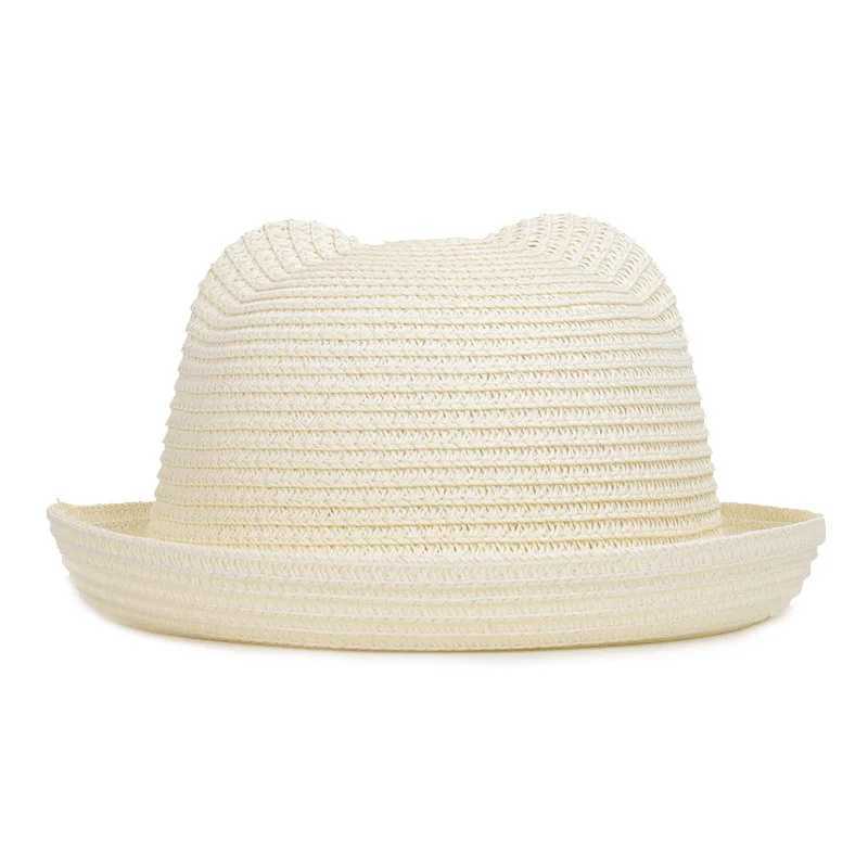 Two Design Children Str Per Sun Hat Cute Ears 2-5 Years Boys Girls Summer Plain Beach Hat Brown Khaki Ivory Orange YellowXJ250304