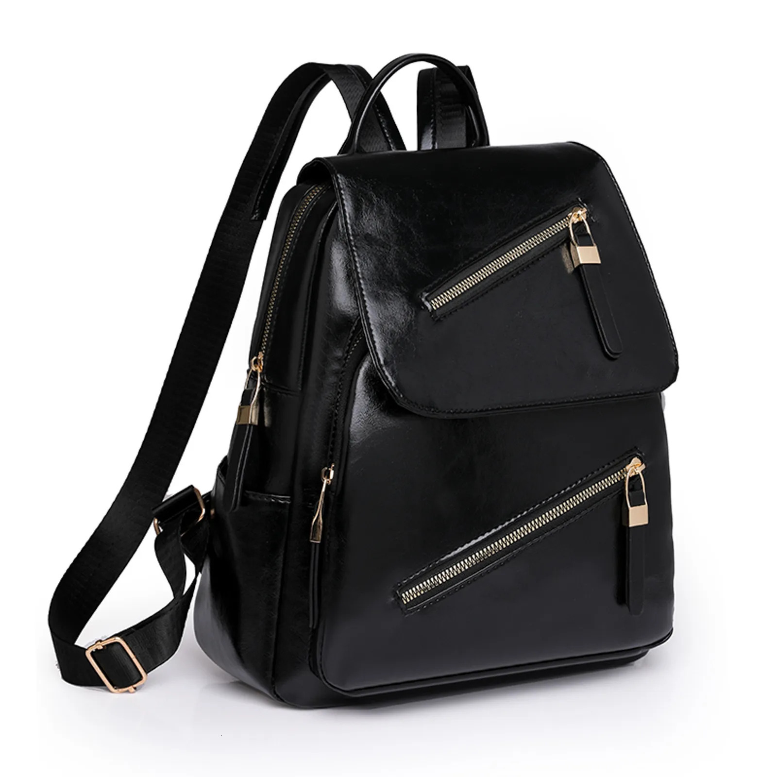 Ship from US Womens Multi functional Backpack Fashion Solid Color Leather Zipper Large Capacity Adjustable Shoulder Straps Mochilas 250304FBB