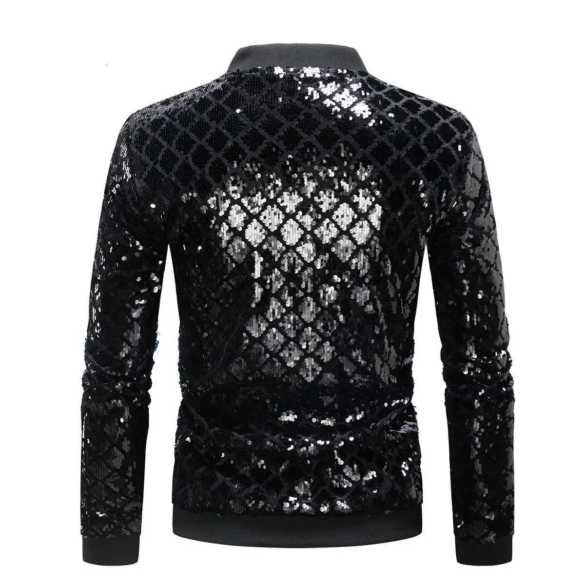 Wxw4122 Spring and Autumn Plain Embroidered Jacket Mens Shiny Black Blue Green Street Clothing Hip Hop Outcoat 250304