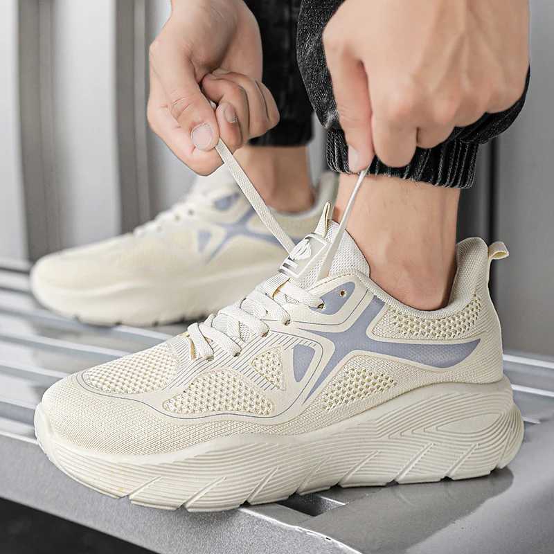 Fashion Platform Mens Running Shoes Trendy Casual Knit Breathable Orange Sneakers Men Outdoor Sports Non-slip Jogging Shoes Man Z250304
