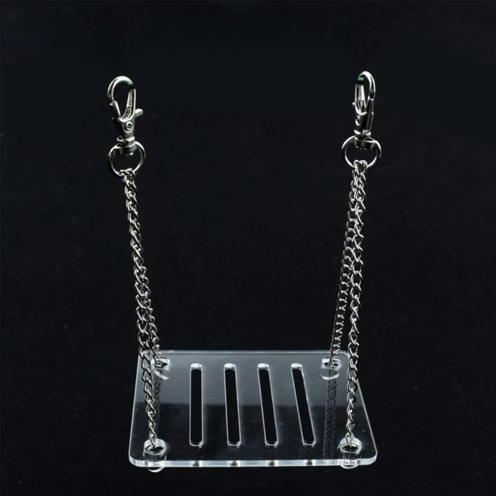 Ecological Wood Swing Hamster Toy Acrylic Cage Hanging Chain Silent Furniture Small Pet Ladder Running Fitness