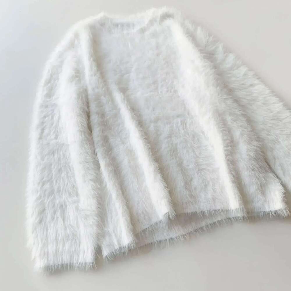 2025 New Autumn Women 30% Alpaca Round Neck Loose Silhouette Long-Sleeved Sweater