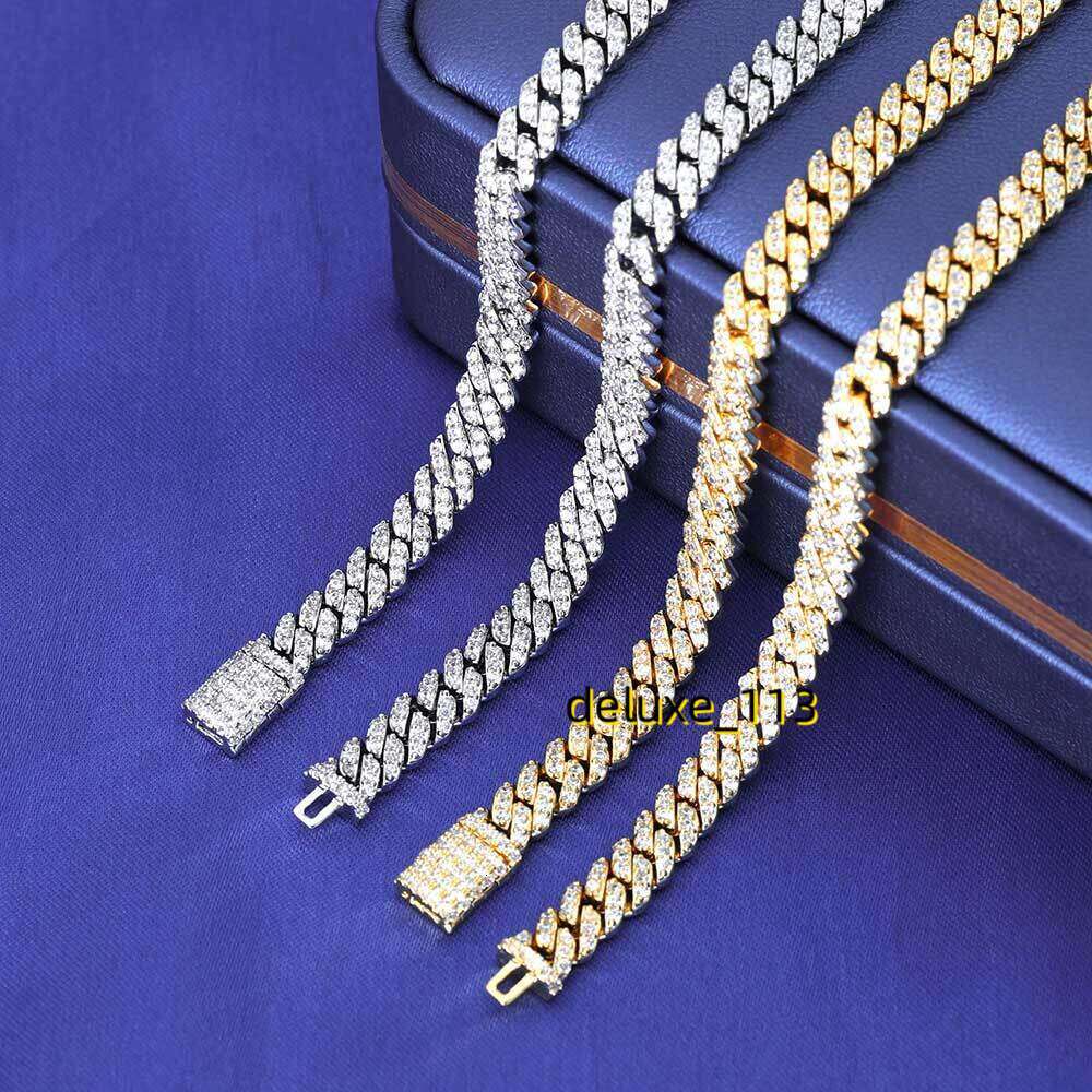 6mm NUOYA Hight Quality 6MM VVS Moissanite k Hip Hop Jewelry Women White Gold Sier Cuban Chain Necklace For Gift