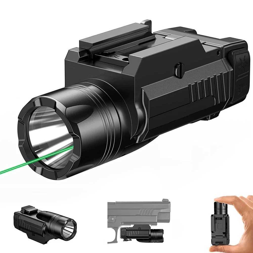 1000 Lumens Weapon Gun Light Red Green Dot Laser Combo Weapon Light with Strobe Mode Pistol Flashlight for 1913/GL RailXJ250303
