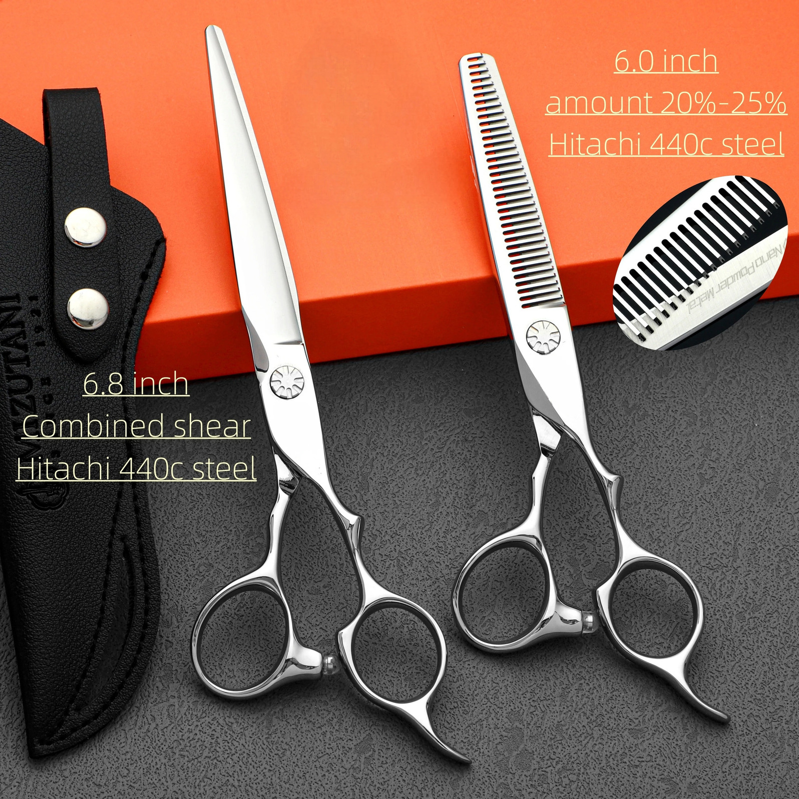 Professional Barber sissors setHairdressing scissorsHair thinning shearsJapan 440c stellHigh-end Barbershop accessories 250304