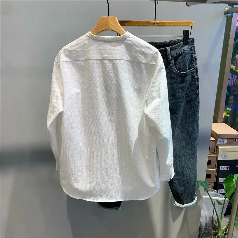 Trendy Simple Versatile Button Shirt Spring and Autumn Mens Fashionable Casual Long Sleeve Cardigan Art Men Clothing 250227