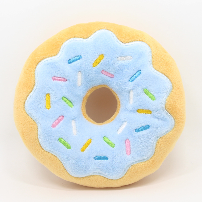 Donutz Stuffed Dog Toys, Keep Them Busy Squeaky Pet Toy, Chew Toy with Crinkle, Soft Plush Puppy Products, Funny Food Toy Donut for Medium and Large D