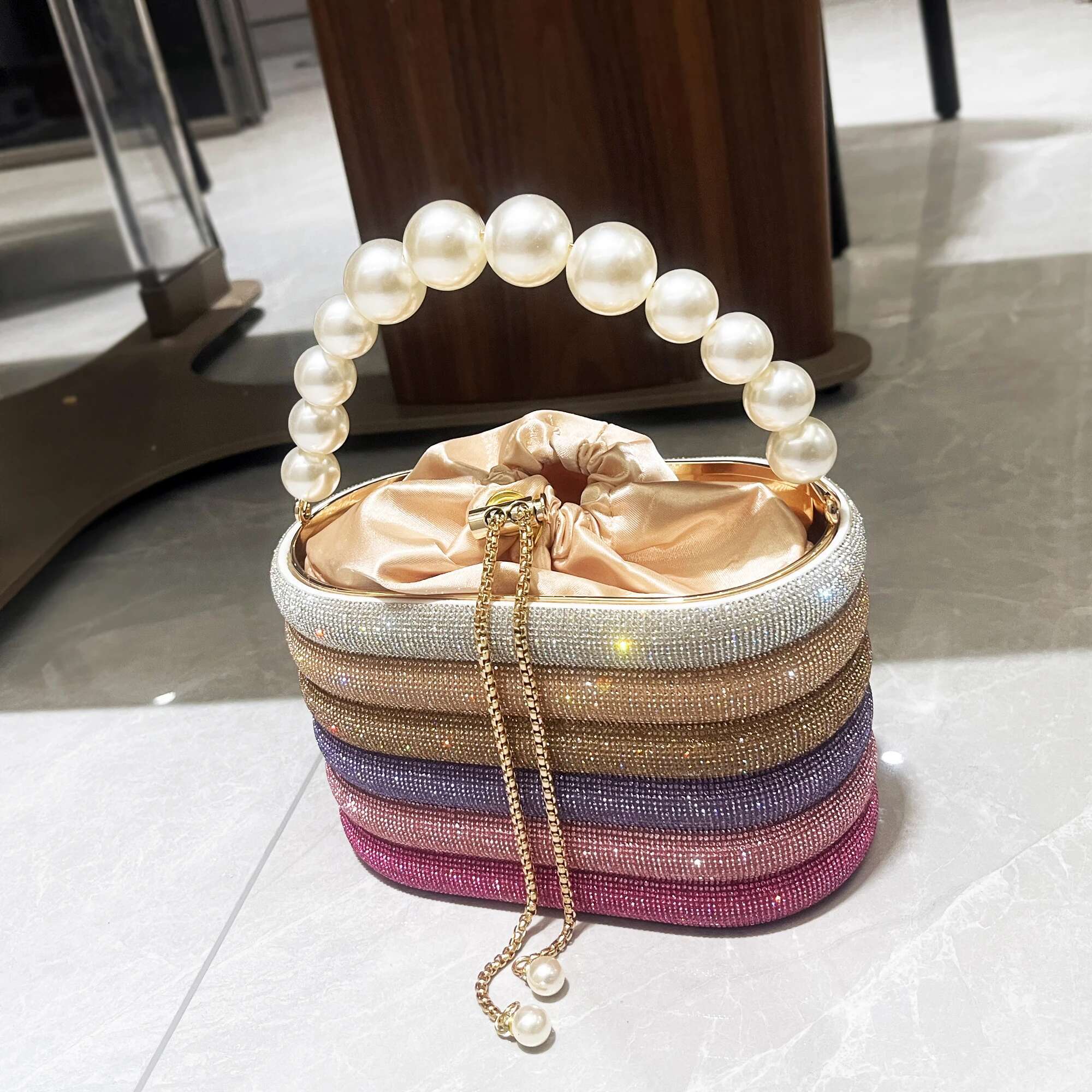 Designer Handle Rhies Evening Clutch Bag Purses And Handbag Designer Shoulder Shiny Crystal Clutch Purse Bucket Bag
