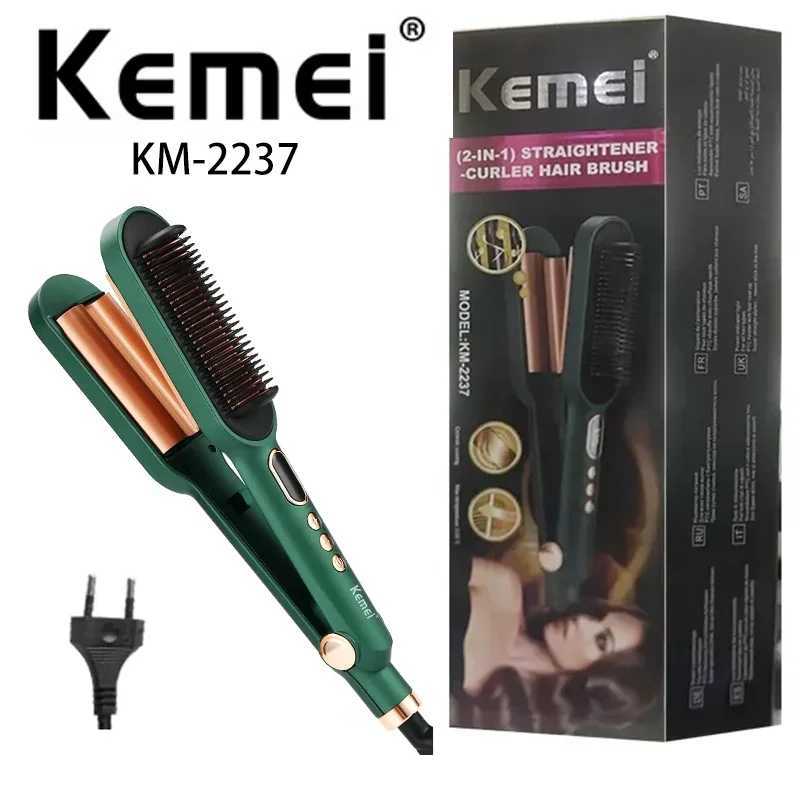 Curling Irons Kemei km-2237 2-in-1 Wet Dry Abs Material 160 C Constant Temperature Straight Hair Brush z250304
