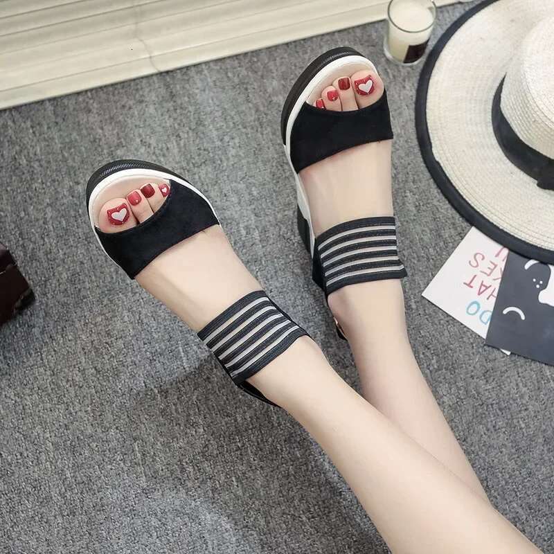 Summer New Fashion All-match Wedge Fish Mouth Women's Shoes Super High Heel Platform Height Increase Sandals