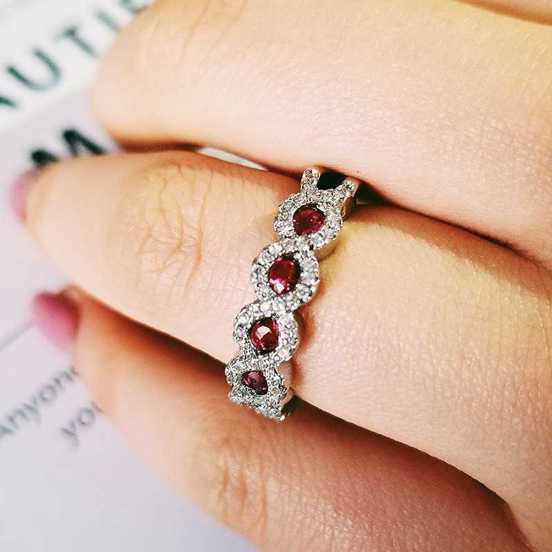 Couple Rings TikTok New Set Red Engagement Ring New Grandmother Green Zircon Band R5025 H25303