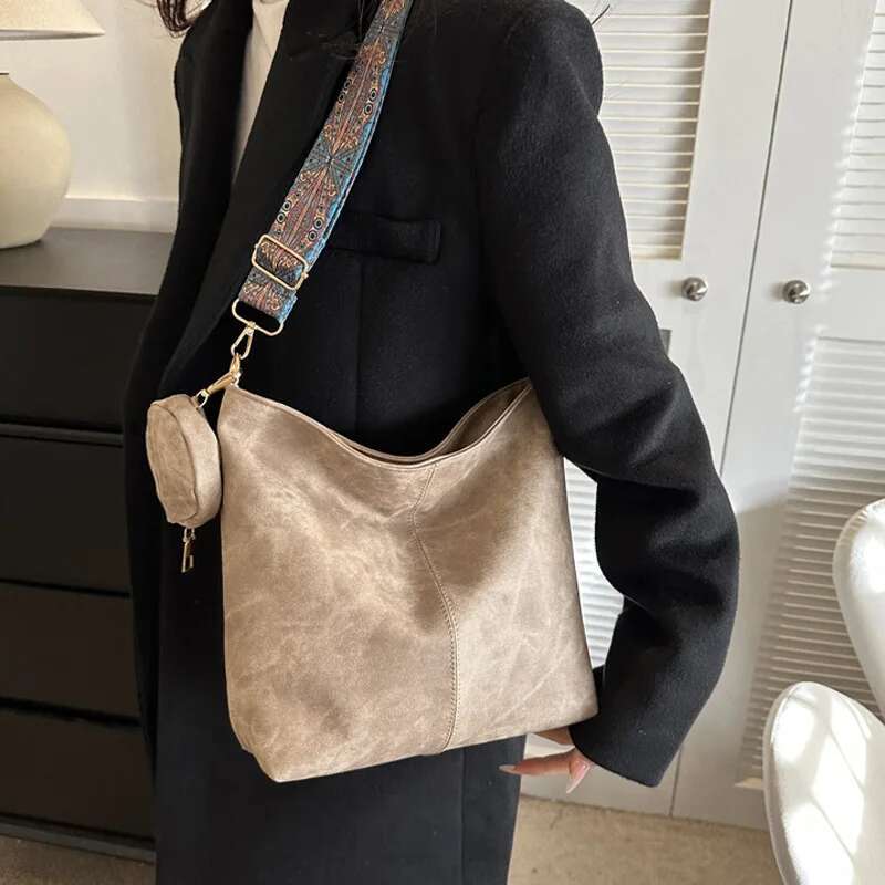Retro Commuter Women's Shoulder Bag Large Capacity Casual Crossbody Bag Pu Leather Handbag And Wallet Designer Handbag