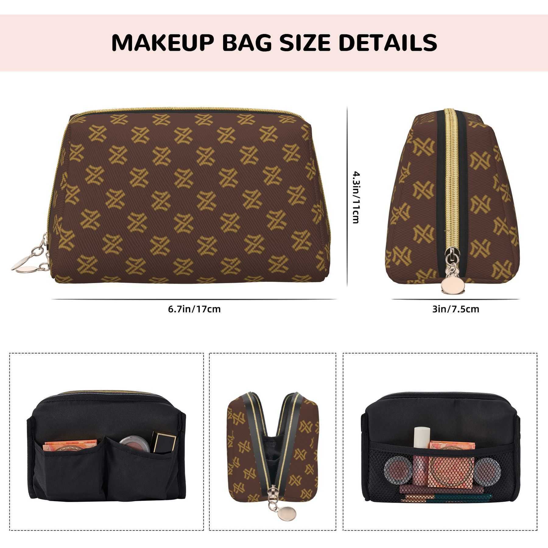 NXY Brown Makeup Designer Bag For Womens Luxury Handbag Make Up Toiletry Clutch Bags Cosmetic Wash Purse Wallet Pencil Cases