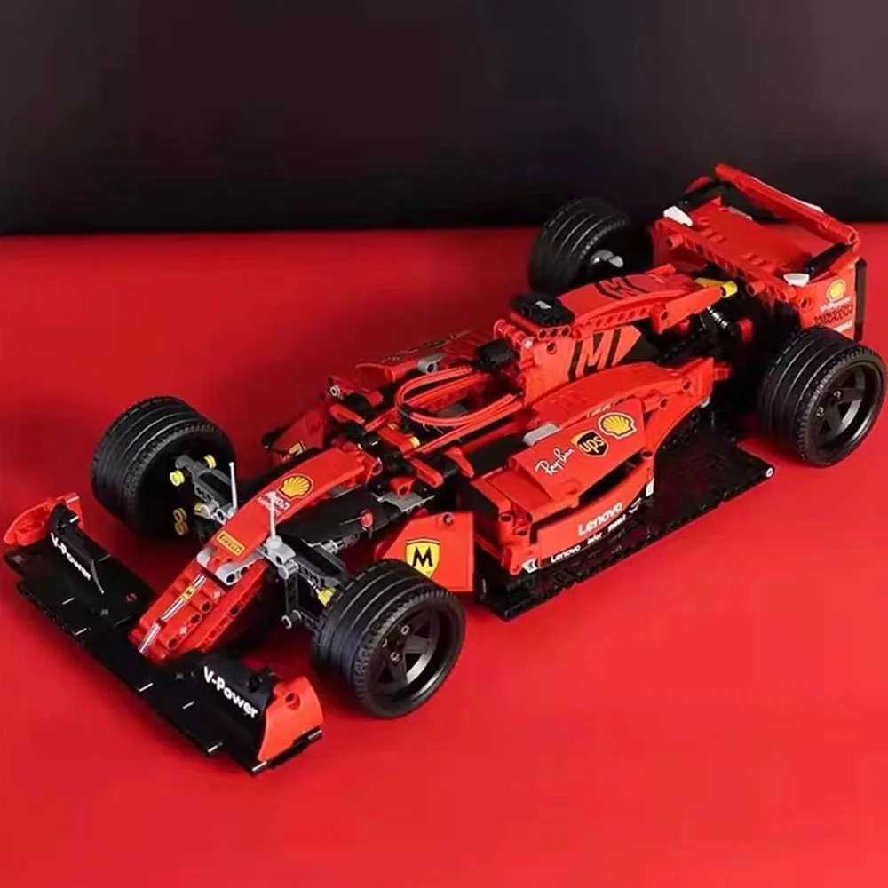 1200pcs High-Tech Formula Cars 023005 Red F1 Building Blocks Sports Racing Cars Super Model Kits Bricks Toys for Kids Boys GiftsT250304