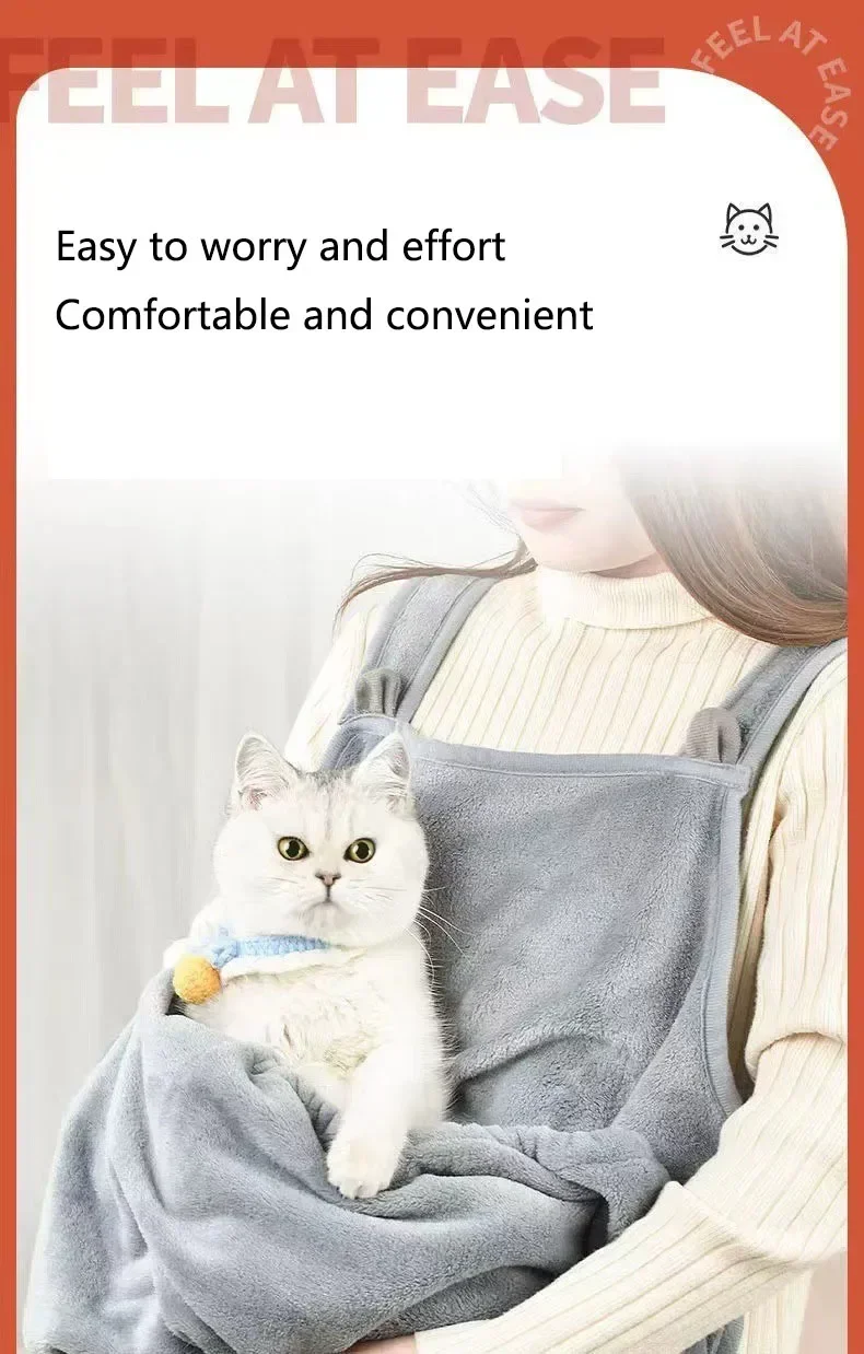 Pet Carrier Apron Outdoor Travel Small Cat Dogs Hanging Chest Bag Pocket Winter Plush Pets Carrier Pouch Cat Hugging Clothes