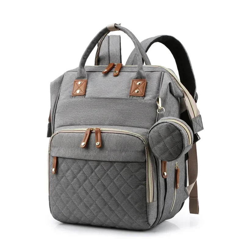 Mummy Backpack With Foldable Crib Soft Mattress Multifunctional Mommy Bags Baby Bottle Insulation Storage Bags Diaper Organizer 250304