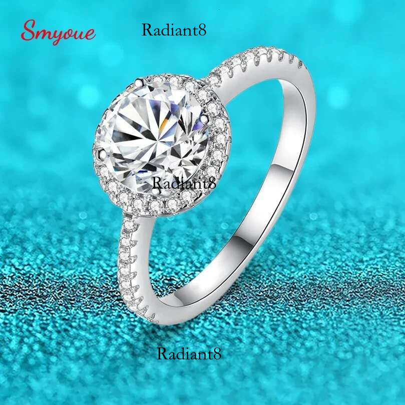 Smyoue 0.3-3CT D Color 100% Real Moissanite Rings for Women Round Sparkg Simulated Dia Band S Sterg Sier Jewelry