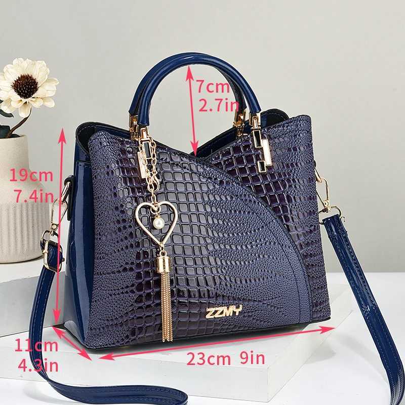 Crocodile Embossed Handbag Casual Pu Leather ZipperShoulder Bag for Women Trendy Versatile High-qualityDaily Commuting Bag Z250303