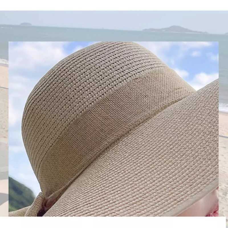 Summer Womens Sun Hat Extra Wide Brim Foldable Polyester Woven Craft Perfect for Sun Protection at the BeachXJ250304