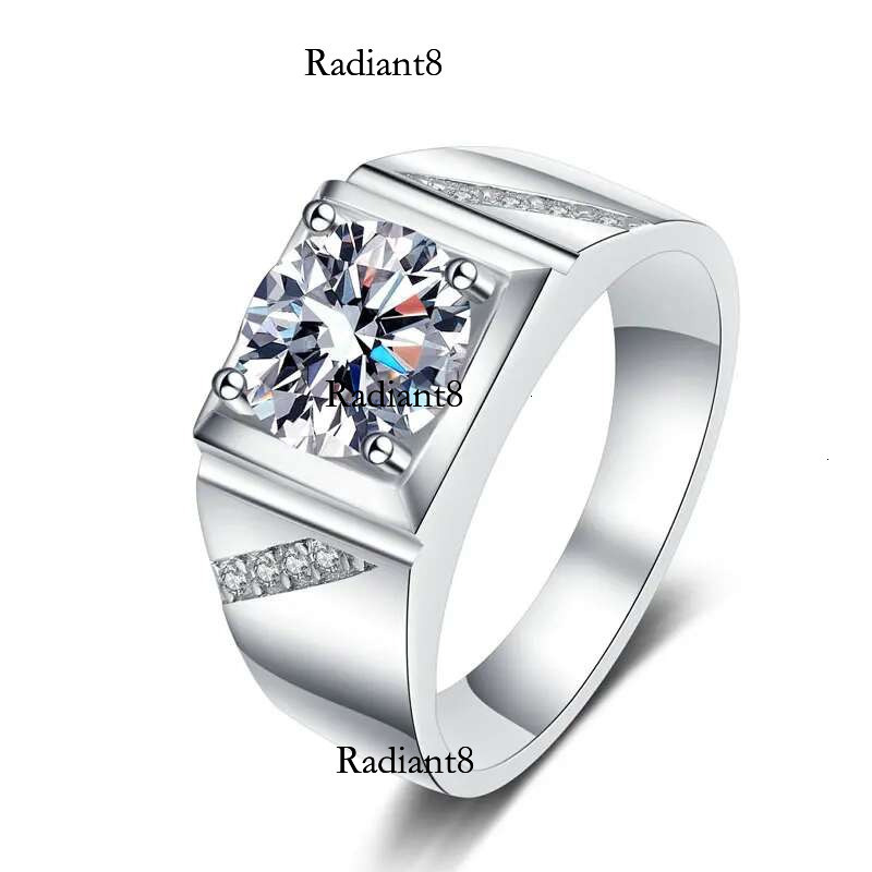 Knobspin D VVS1 Moissanite Men Ring GRA Certified Dia Sparkg Wedding Band Original Sterg Sier Plated rings