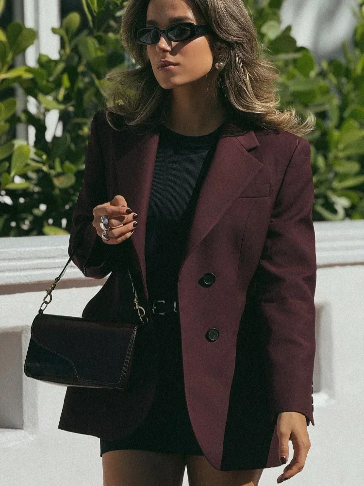 Elegant Solid Long Sleeve Slim Fit Pockets Womens Suit Jackets Fashion Single Breasted Blazer Lapel Coat 2025 Chic Lady Outwear 250303